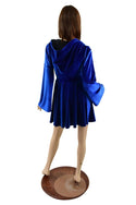Sapphire Velvet Lace Up Skater Dress - 4