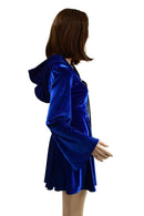 Sapphire Velvet Lace Up Skater Dress - Coquetry Clothing