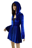 Sapphire Velvet Lace Up Skater Dress - 8