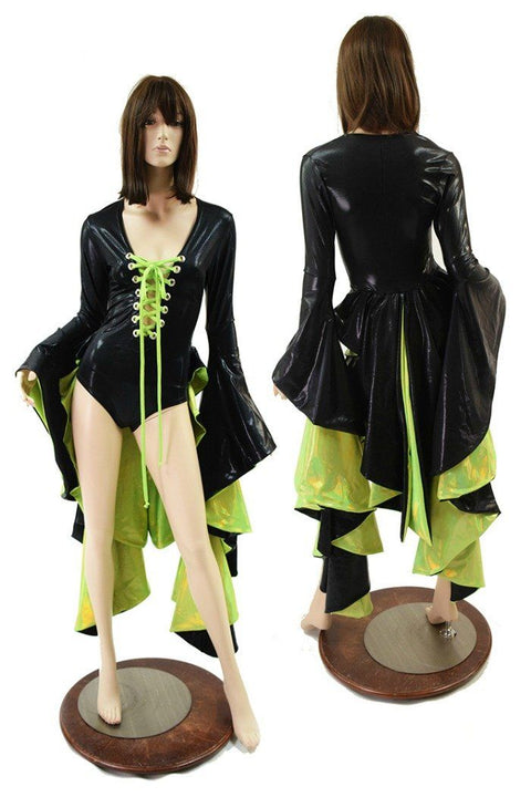 Sorceress Sleeve Tuxedo Ruffle Rump Romper - Coquetry Clothing
