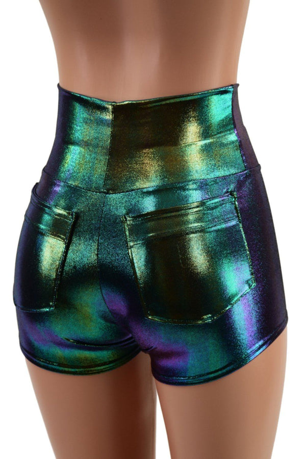Scarab High Waist Shorts with Pockets - 2