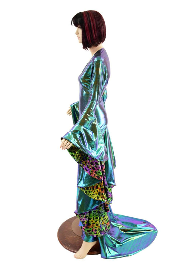 Scarab Holographic Long Slit Gown with Sorceress Sleeves - 5
