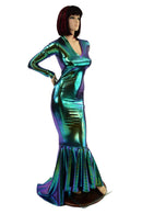 Scarab Holographic Puddle Train Gown - Coquetry Clothing