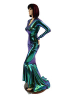 Scarab Holographic Puddle Train Gown - Coquetry Clothing