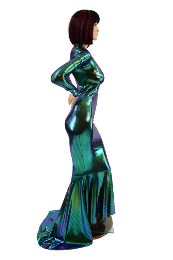 Scarab Holographic Puddle Train Gown - Coquetry Clothing