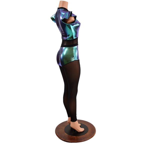 Scarab Keyhole & Mesh Catsuit with Mesh Legs - Coquetry Clothing