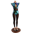 Scarab Keyhole & Mesh Catsuit with Mesh Legs - Coquetry Clothing