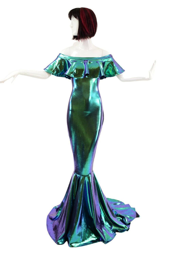 Scarab Off Shoulder Puddle Train Gown - Coquetry Clothing