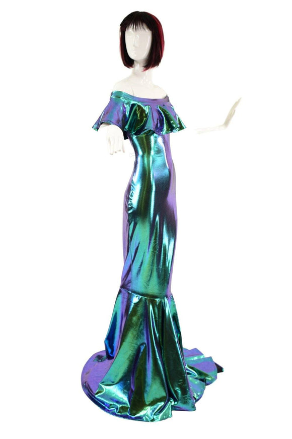 Scarab Off Shoulder Puddle Train Gown - Coquetry Clothing