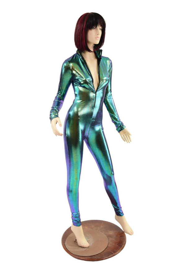 Scarab Zipper Front Turtleneck Catsuit - Coquetry Clothing