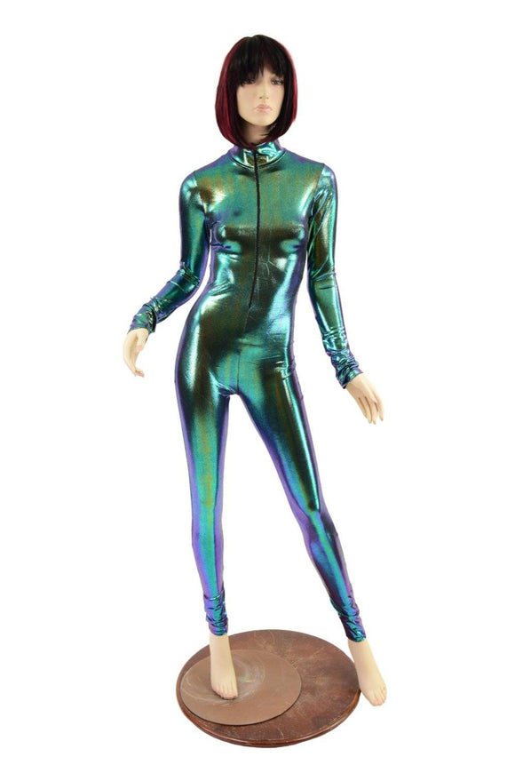 Scarab Zipper Front Turtleneck Catsuit - Coquetry Clothing