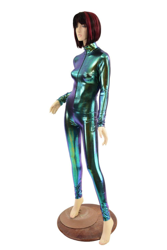 Scarab Zipper Front Turtleneck Catsuit - Coquetry Clothing