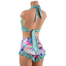 Seafoam & Dreamscape Halter & Ruffled Leg Siren Shorts Set - Coquetry Clothing
