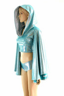 Seafoam Fan Sleeve Crop & Cheekies - Coquetry Clothing