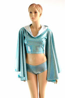 Seafoam Fan Sleeve Crop & Cheekies - Coquetry Clothing