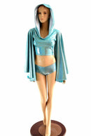 Seafoam Fan Sleeve Crop & Cheekies - Coquetry Clothing