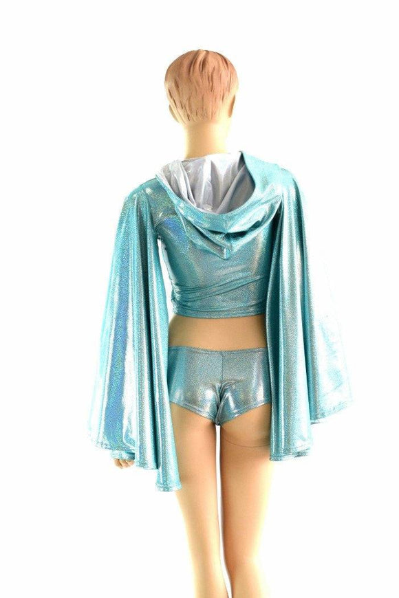 Seafoam Fan Sleeve Crop & Cheekies - Coquetry Clothing
