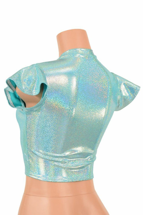 Seafoam Flip Sleeve Crop Top - Coquetry Clothing