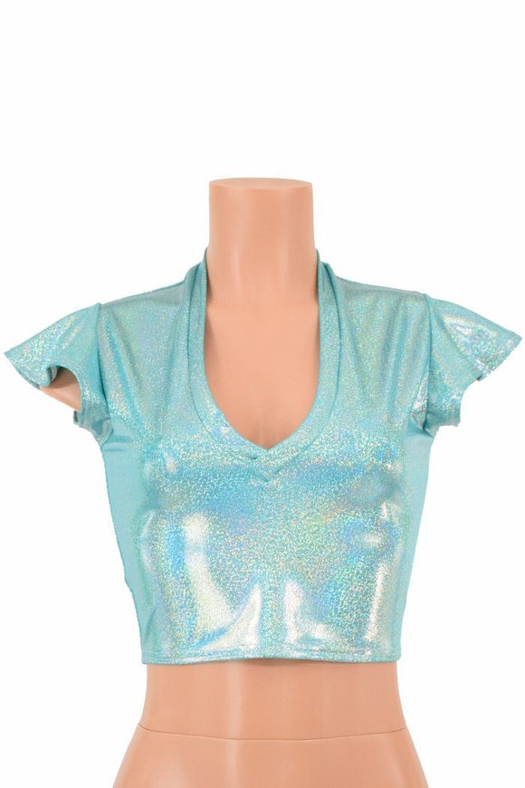 Seafoam Flip Sleeve Crop Top - Coquetry Clothing