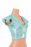Seafoam Flip Sleeve Crop Top - Coquetry Clothing