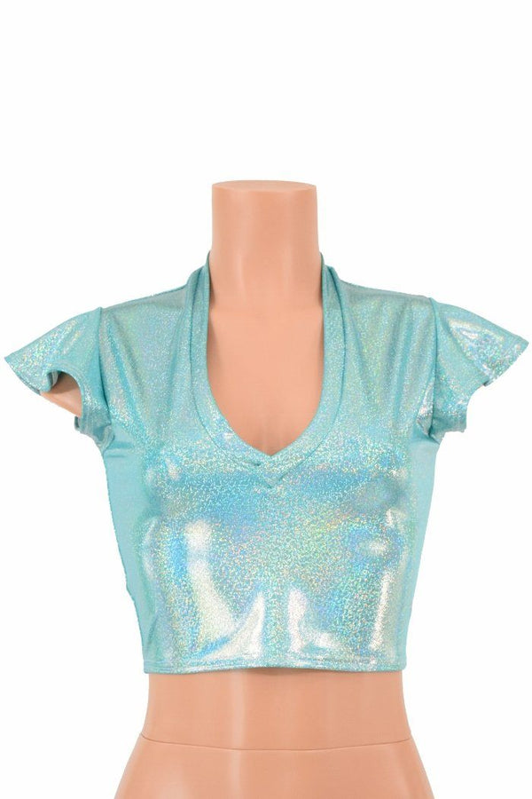 Seafoam Flip Sleeve Crop Top - 2