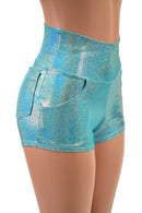 Seafoam High Waist Shorts with Front and Back Pockets - Coquetry Clothing