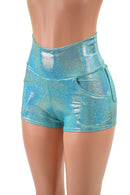 Seafoam High Waist Shorts with Front and Back Pockets - Coquetry Clothing
