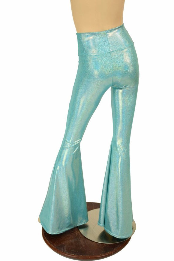 Seafoam Holo High Waist Solar Flares - Coquetry Clothing