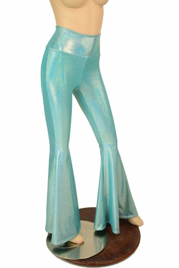 Seafoam Holo High Waist Solar Flares - Coquetry Clothing