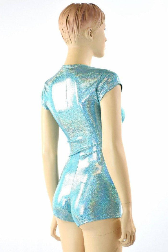 Seafoam Holographic Cap Sleeve Romper - Coquetry Clothing