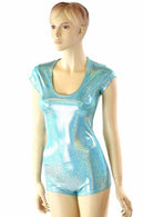 Seafoam Holographic Cap Sleeve Romper - Coquetry Clothing