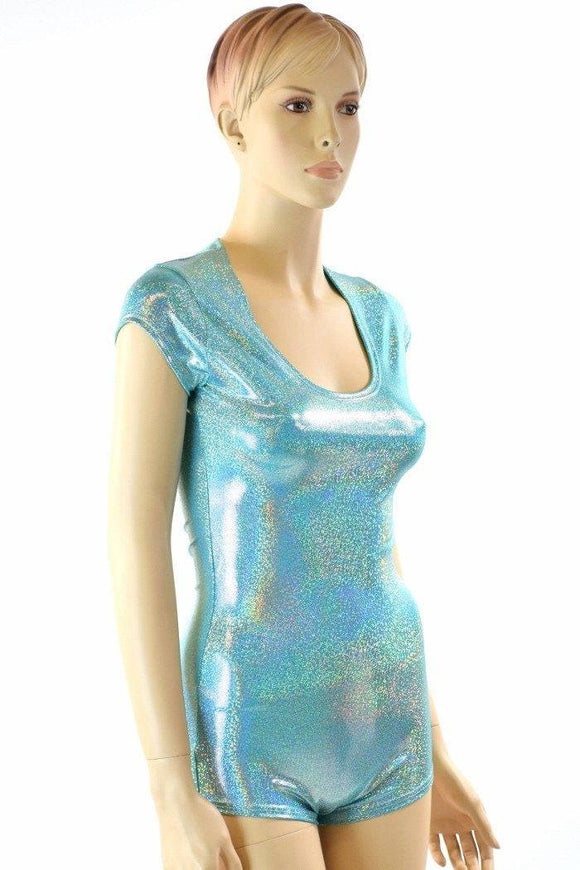 Seafoam Holographic Cap Sleeve Romper - Coquetry Clothing