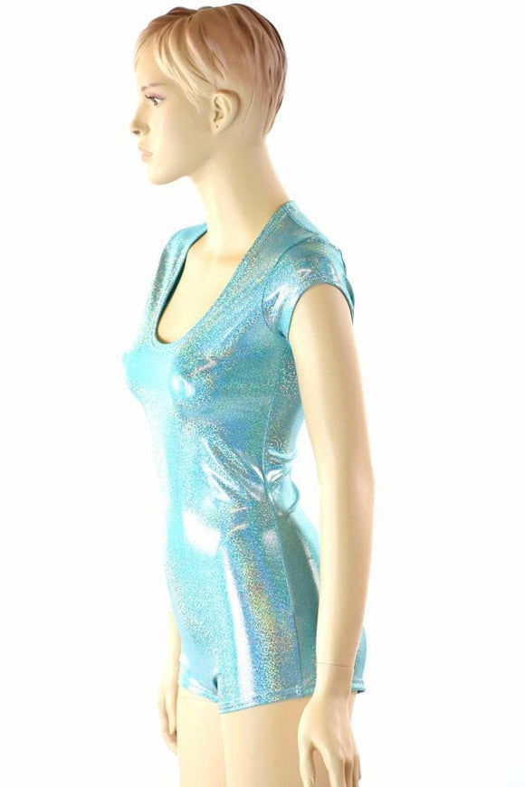 Seafoam Holographic Cap Sleeve Romper - Coquetry Clothing