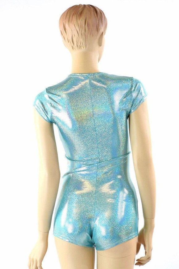 Seafoam Holographic Cap Sleeve Romper - Coquetry Clothing