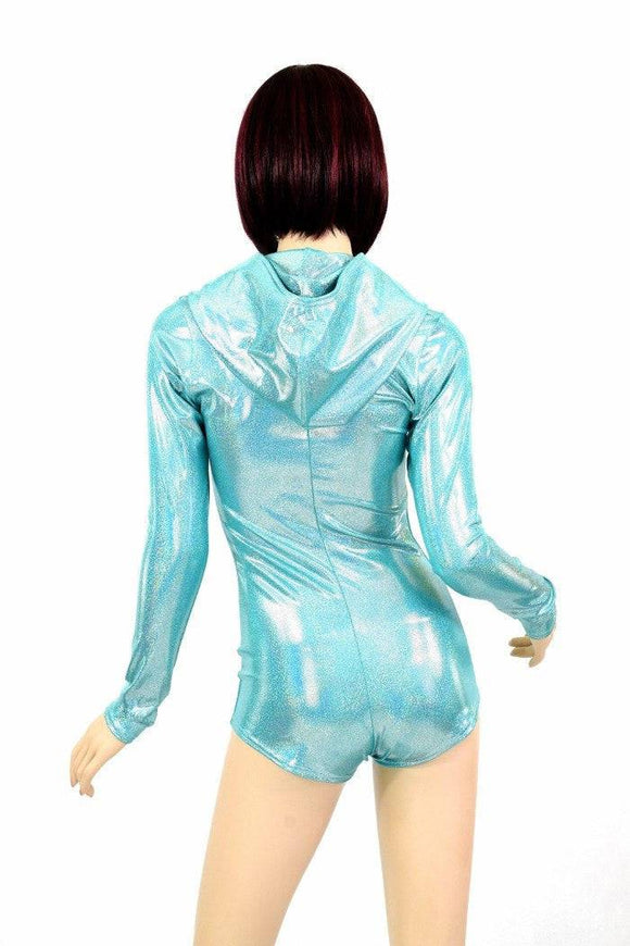 Seafoam Holographic Hoodie Romper - Coquetry Clothing