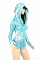 Seafoam Holographic Hoodie Romper - Coquetry Clothing