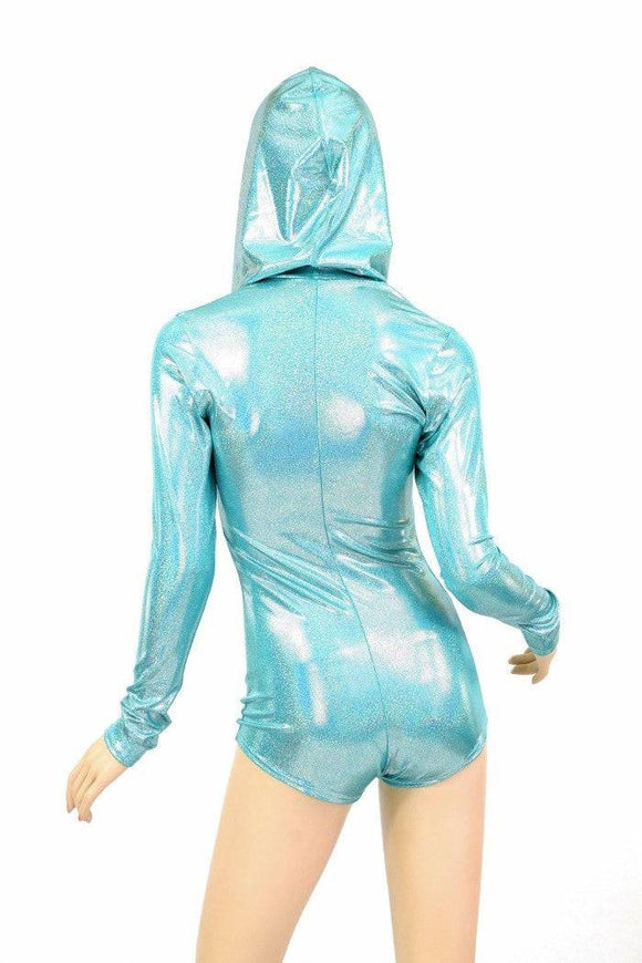 Seafoam Holographic Hoodie Romper - Coquetry Clothing