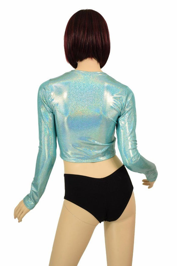 Seafoam Holographic Long Sleeve Crop - Coquetry Clothing