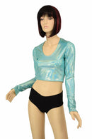 Seafoam Holographic Long Sleeve Crop - Coquetry Clothing