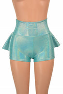 Seafoam Holographic Ruffle Rump Shorts - Coquetry Clothing