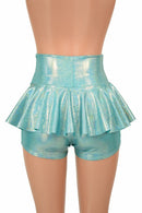 Seafoam Holographic Ruffle Rump Shorts - Coquetry Clothing