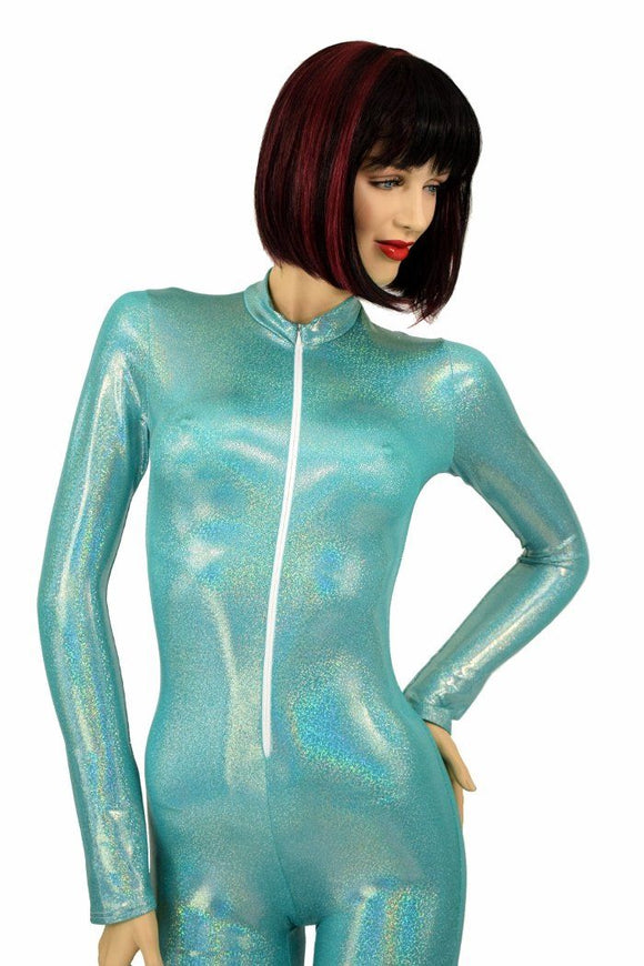 Seafoam Holographic "Stella" Catsuit - Coquetry Clothing