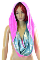Seafoam & Neon Pink HUGE Reversible Festival hood - Coquetry Clothing