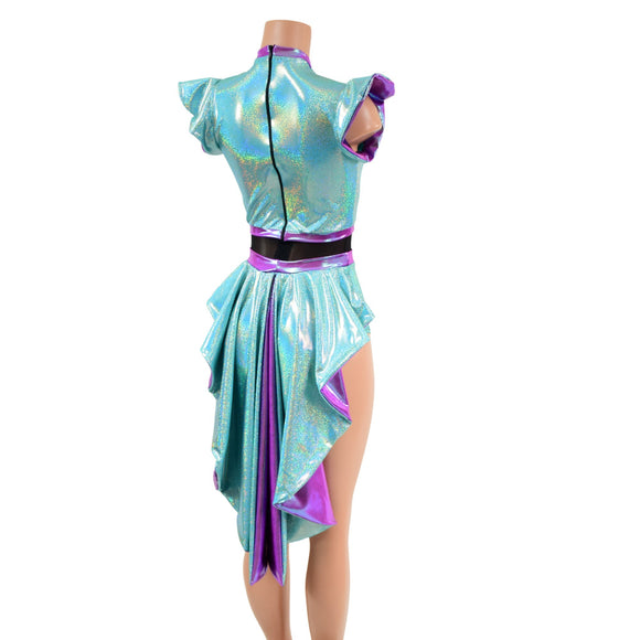 Seafoam & Plumeria Tuxedo Back Romper - Coquetry Clothing