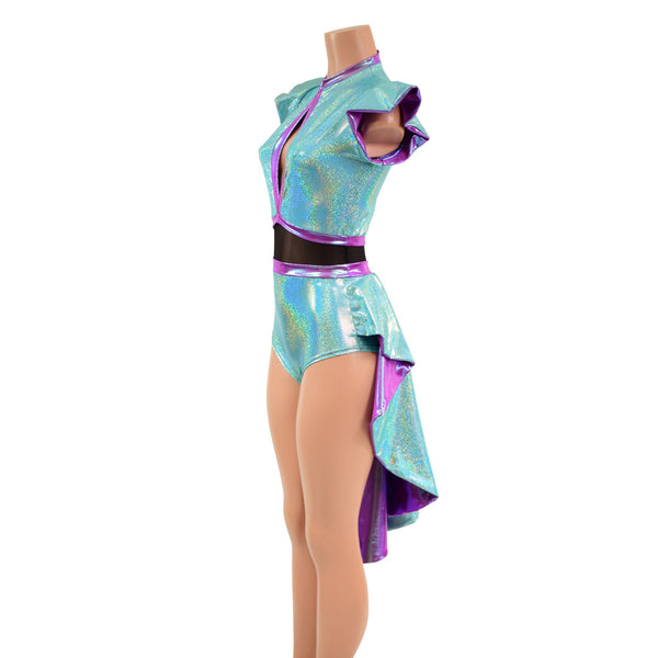 Seafoam & Plumeria Tuxedo Back Romper - 4