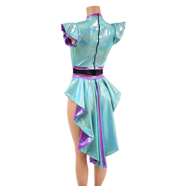 Seafoam & Plumeria Tuxedo Back Romper - 5