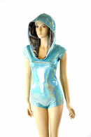Seafoam & Silver Cap Sleeve Hoodie Romper - Coquetry Clothing