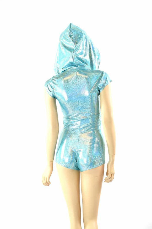 Seafoam & Silver Cap Sleeve Hoodie Romper - Coquetry Clothing