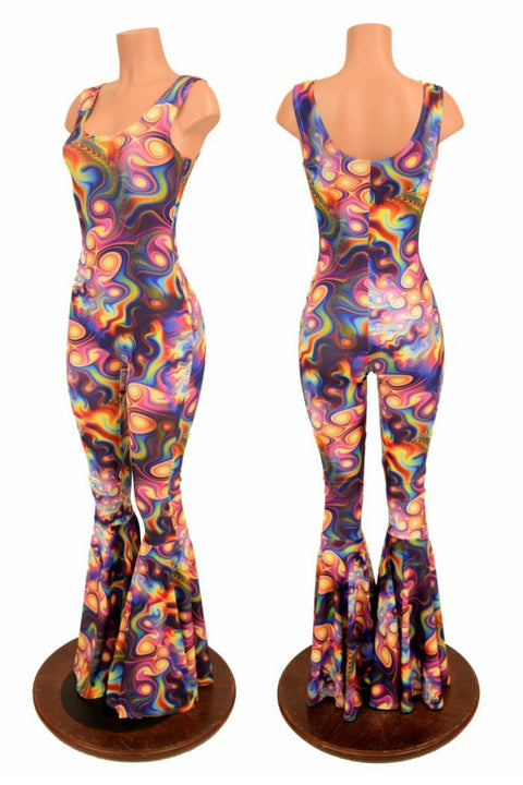 Meteorite Bell Bottom Flare Catsuit - Coquetry Clothing