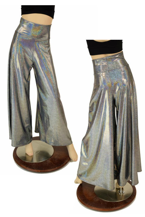 Silver Holo Wide Leg Pants - Coquetry Clothing